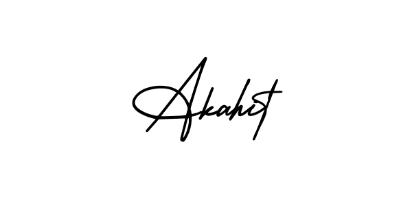 How to make Akahit name signature. Use AmerikaSignatureDemo-Regular style for creating short signs online. This is the latest handwritten sign. Akahit signature style 3 images and pictures png
