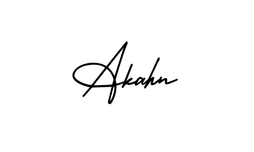 You should practise on your own different ways (AmerikaSignatureDemo-Regular) to write your name (Akahn) in signature. don't let someone else do it for you. Akahn signature style 3 images and pictures png