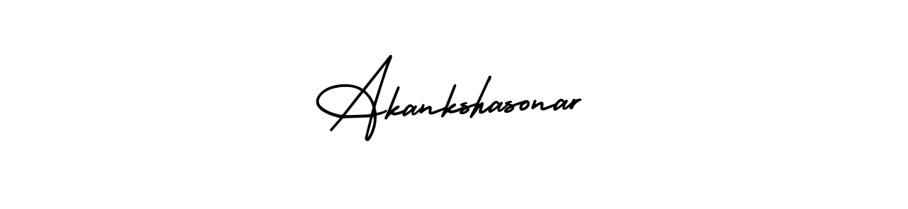 The best way (AmerikaSignatureDemo-Regular) to make a short signature is to pick only two or three words in your name. The name Akankshasonar include a total of six letters. For converting this name. Akankshasonar signature style 3 images and pictures png