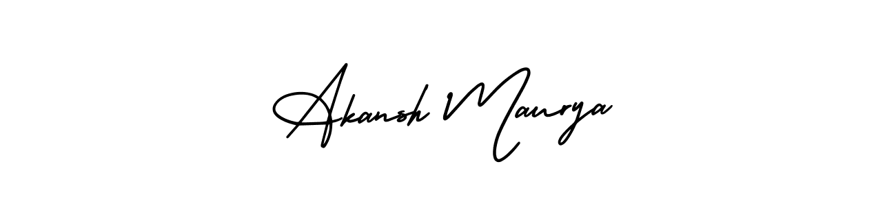 You should practise on your own different ways (AmerikaSignatureDemo-Regular) to write your name (Akansh Maurya) in signature. don't let someone else do it for you. Akansh Maurya signature style 3 images and pictures png