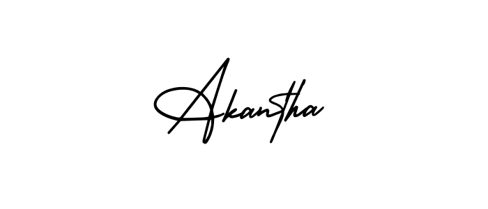 The best way (AmerikaSignatureDemo-Regular) to make a short signature is to pick only two or three words in your name. The name Akantha include a total of six letters. For converting this name. Akantha signature style 3 images and pictures png