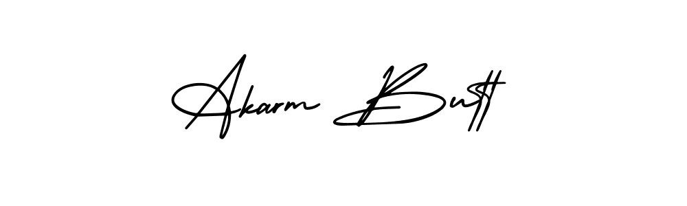 How to make Akarm Butt name signature. Use AmerikaSignatureDemo-Regular style for creating short signs online. This is the latest handwritten sign. Akarm Butt signature style 3 images and pictures png