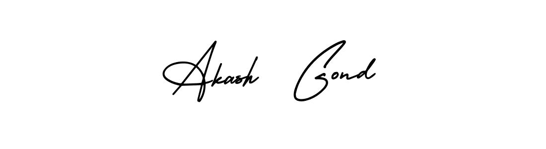 The best way (AmerikaSignatureDemo-Regular) to make a short signature is to pick only two or three words in your name. The name Akash  Gond include a total of six letters. For converting this name. Akash  Gond signature style 3 images and pictures png