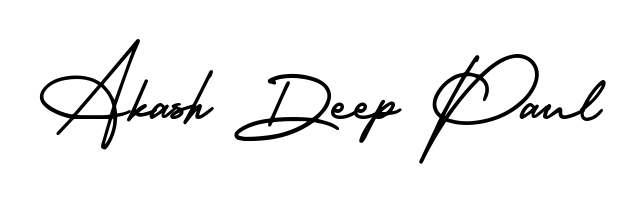 A sleek calligraphic signature for name Akash Deep Paul utilizing AmerikaSignatureDemo-Regular styling. Great for adding personal signatures to photos and art. Akash Deep Paul signature style 3 images and pictures png