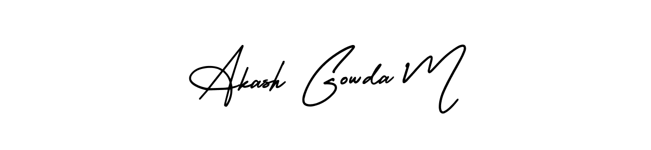 You should practise on your own different ways (AmerikaSignatureDemo-Regular) to write your name (Akash Gowda M) in signature. don't let someone else do it for you. Akash Gowda M signature style 3 images and pictures png
