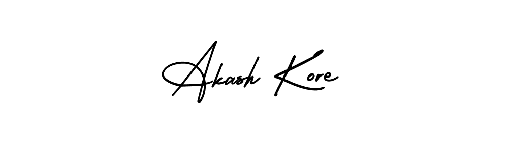 The best way (AmerikaSignatureDemo-Regular) to make a short signature is to pick only two or three words in your name. The name Akash Kore include a total of six letters. For converting this name. Akash Kore signature style 3 images and pictures png