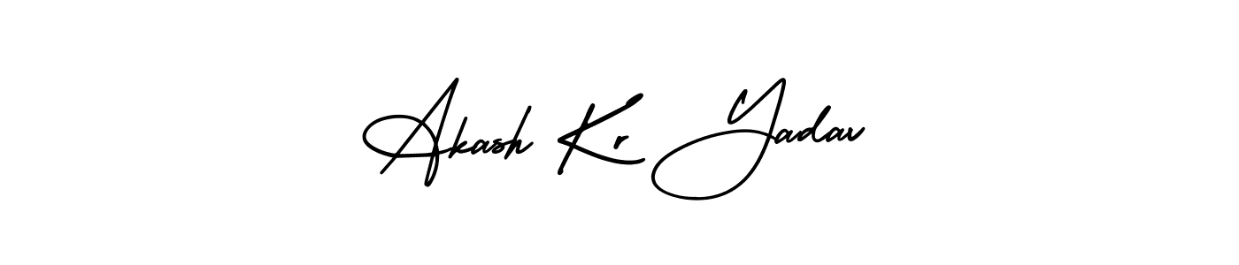 The best way (AmerikaSignatureDemo-Regular) to make a short signature is to pick only two or three words in your name. The name Akash Kr Yadav include a total of six letters. For converting this name. Akash Kr Yadav signature style 3 images and pictures png