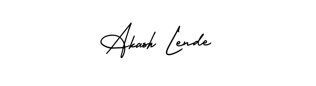 The best way (AmerikaSignatureDemo-Regular) to make a short signature is to pick only two or three words in your name. The name Akash Lende include a total of six letters. For converting this name. Akash Lende signature style 3 images and pictures png