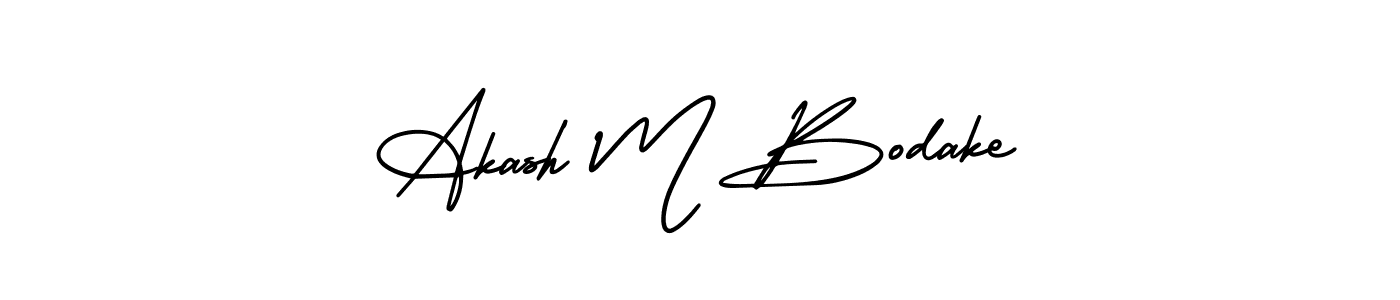 You should practise on your own different ways (AmerikaSignatureDemo-Regular) to write your name (Akash M Bodake) in signature. don't let someone else do it for you. Akash M Bodake signature style 3 images and pictures png