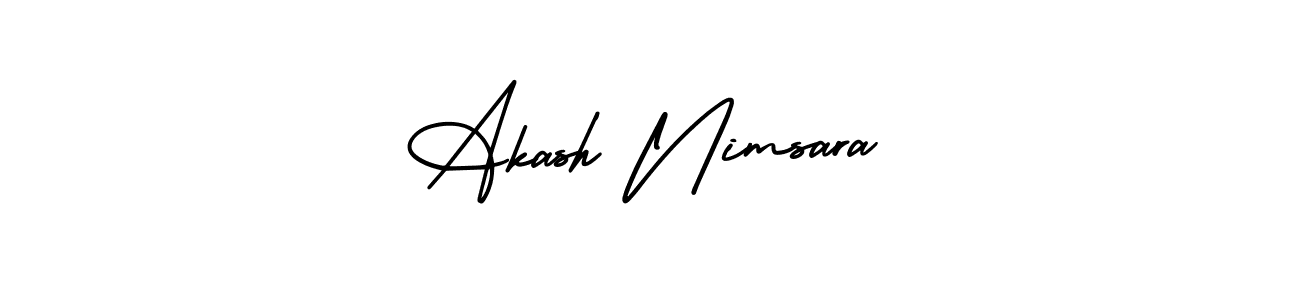 You should practise on your own different ways (AmerikaSignatureDemo-Regular) to write your name (Akash Nimsara) in signature. don't let someone else do it for you. Akash Nimsara signature style 3 images and pictures png