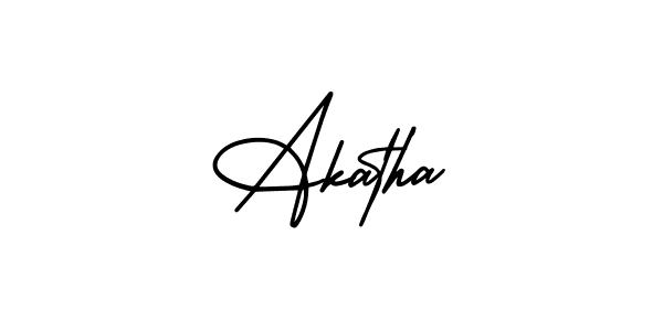 How to make Akatha name signature. Use AmerikaSignatureDemo-Regular style for creating short signs online. This is the latest handwritten sign. Akatha signature style 3 images and pictures png