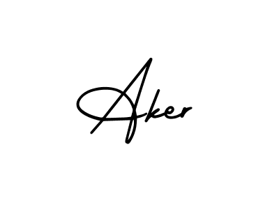 How to make Aker name signature. Use AmerikaSignatureDemo-Regular style for creating short signs online. This is the latest handwritten sign. Aker signature style 3 images and pictures png