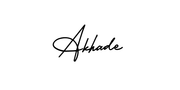 How to make Akhade name signature. Use AmerikaSignatureDemo-Regular style for creating short signs online. This is the latest handwritten sign. Akhade signature style 3 images and pictures png