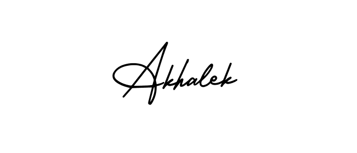 How to make Akhalek name signature. Use AmerikaSignatureDemo-Regular style for creating short signs online. This is the latest handwritten sign. Akhalek signature style 3 images and pictures png