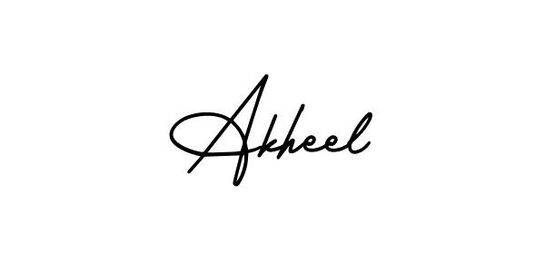 How to make Akheel name signature. Use AmerikaSignatureDemo-Regular style for creating short signs online. This is the latest handwritten sign. Akheel signature style 3 images and pictures png