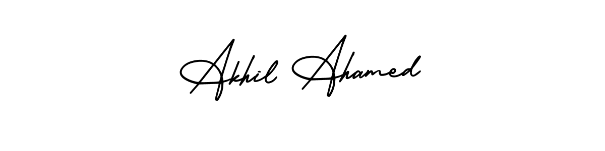 How to make Akhil Ahamed name signature. Use AmerikaSignatureDemo-Regular style for creating short signs online. This is the latest handwritten sign. Akhil Ahamed signature style 3 images and pictures png