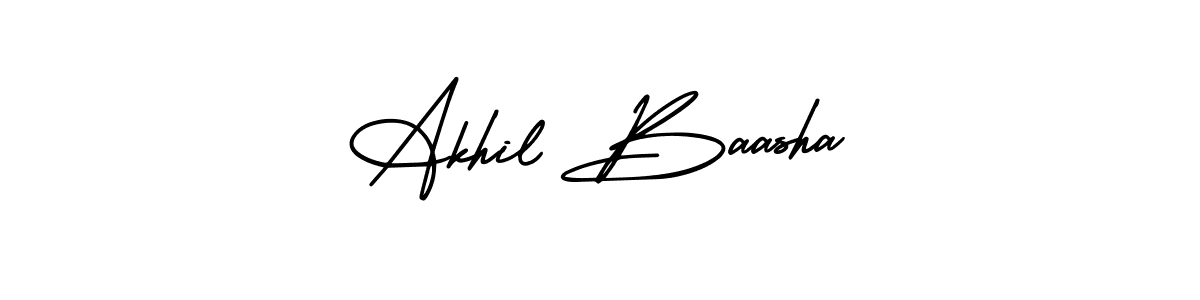 How to make Akhil Baasha name signature. Use AmerikaSignatureDemo-Regular style for creating short signs online. This is the latest handwritten sign. Akhil Baasha signature style 3 images and pictures png