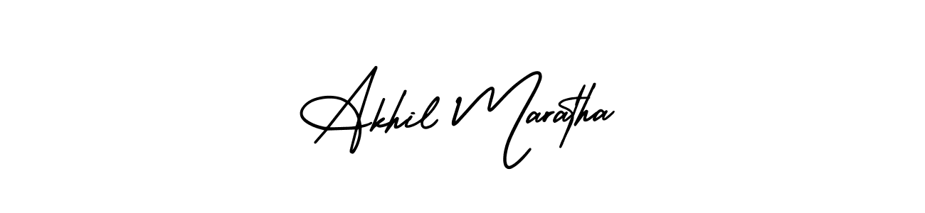 You should practise on your own different ways (AmerikaSignatureDemo-Regular) to write your name (Akhil Maratha) in signature. don't let someone else do it for you. Akhil Maratha signature style 3 images and pictures png