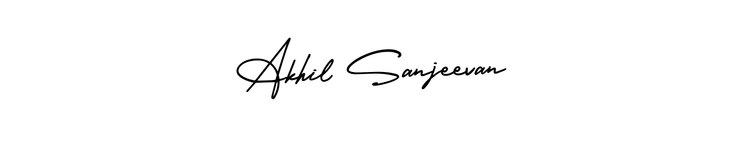 AmerikaSignatureDemo-Regular is a professional signature style that is perfect for those who want to add a touch of class to their signature. It is also a great choice for those who want to make their signature more unique. Get Akhil Sanjeevan name to fancy signature for free. Akhil Sanjeevan signature style 3 images and pictures png