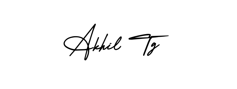 The best way (AmerikaSignatureDemo-Regular) to make a short signature is to pick only two or three words in your name. The name Akhil Tg include a total of six letters. For converting this name. Akhil Tg signature style 3 images and pictures png