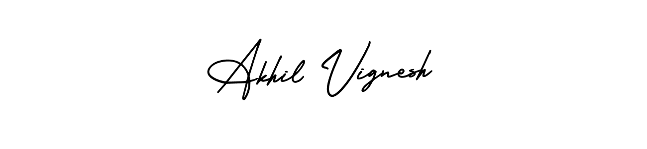This is the best signature style for the Akhil Vignesh name. Also you like these signature font (AmerikaSignatureDemo-Regular). Mix name signature. Akhil Vignesh signature style 3 images and pictures png