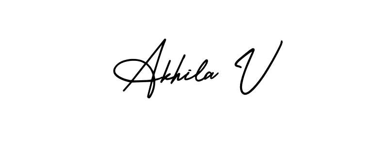 AmerikaSignatureDemo-Regular is a professional signature style that is perfect for those who want to add a touch of class to their signature. It is also a great choice for those who want to make their signature more unique. Get Akhila V name to fancy signature for free. Akhila V signature style 3 images and pictures png