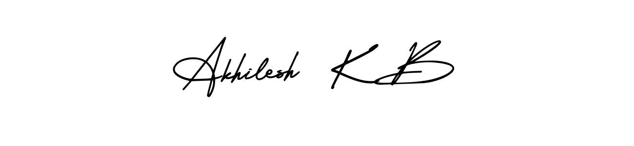 AmerikaSignatureDemo-Regular is a professional signature style that is perfect for those who want to add a touch of class to their signature. It is also a great choice for those who want to make their signature more unique. Get Akhilesh  K B name to fancy signature for free. Akhilesh  K B signature style 3 images and pictures png