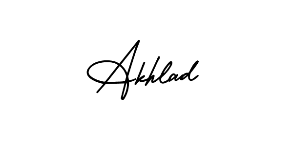 How to make Akhlad name signature. Use AmerikaSignatureDemo-Regular style for creating short signs online. This is the latest handwritten sign. Akhlad signature style 3 images and pictures png