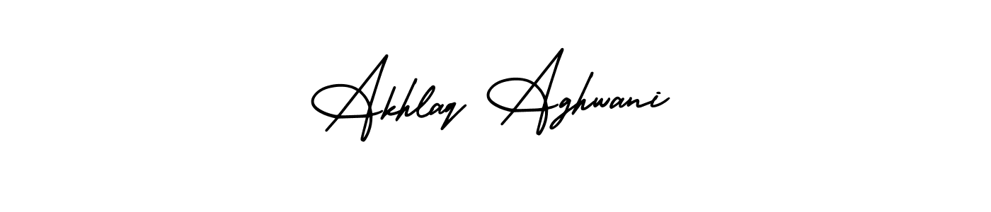 You should practise on your own different ways (AmerikaSignatureDemo-Regular) to write your name (Akhlaq Aghwani) in signature. don't let someone else do it for you. Akhlaq Aghwani signature style 3 images and pictures png