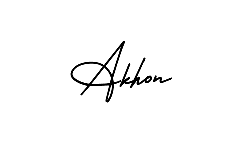 How to make Akhon name signature. Use AmerikaSignatureDemo-Regular style for creating short signs online. This is the latest handwritten sign. Akhon signature style 3 images and pictures png