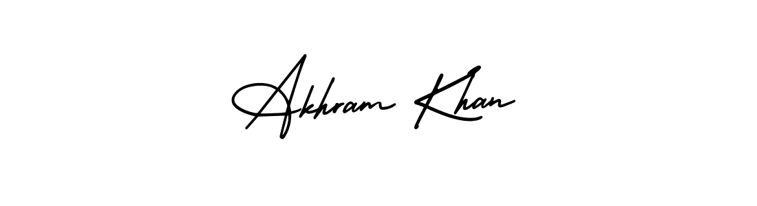 The best way (AmerikaSignatureDemo-Regular) to make a short signature is to pick only two or three words in your name. The name Akhram Khan include a total of six letters. For converting this name. Akhram Khan signature style 3 images and pictures png