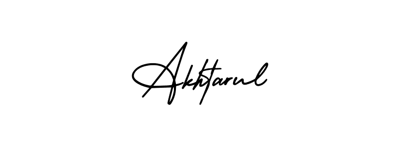 How to make Akhtarul name signature. Use AmerikaSignatureDemo-Regular style for creating short signs online. This is the latest handwritten sign. Akhtarul signature style 3 images and pictures png