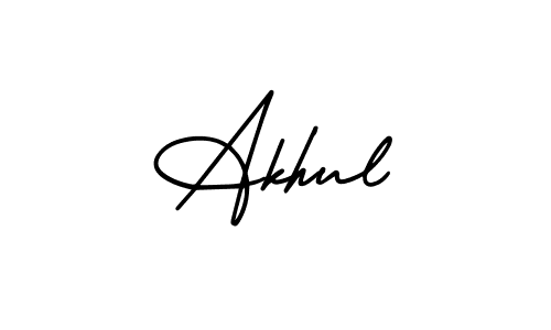 How to make Akhul name signature. Use AmerikaSignatureDemo-Regular style for creating short signs online. This is the latest handwritten sign. Akhul signature style 3 images and pictures png