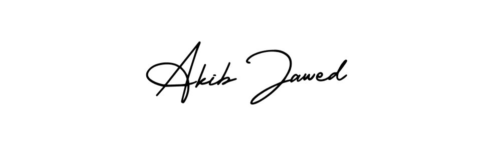 You should practise on your own different ways (AmerikaSignatureDemo-Regular) to write your name (Akib Jawed) in signature. don't let someone else do it for you. Akib Jawed signature style 3 images and pictures png