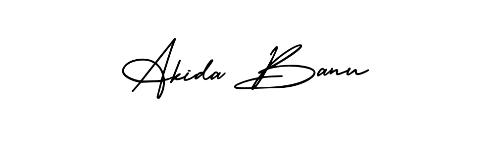 How to make Akida Banu name signature. Use AmerikaSignatureDemo-Regular style for creating short signs online. This is the latest handwritten sign. Akida Banu signature style 3 images and pictures png