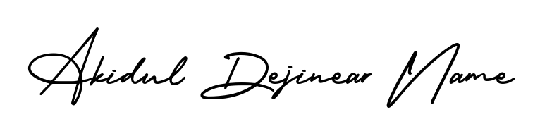 The AmerikaSignatureDemo-Regular font transforms the name Akidul Dejinear Name into an executive sign with sharp precision and distinguished character. Akidul Dejinear Name signature style 3 images and pictures png