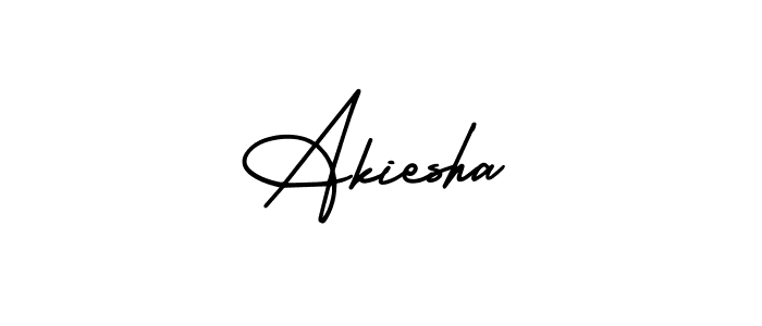 You should practise on your own different ways (AmerikaSignatureDemo-Regular) to write your name (Akiesha) in signature. don't let someone else do it for you. Akiesha signature style 3 images and pictures png