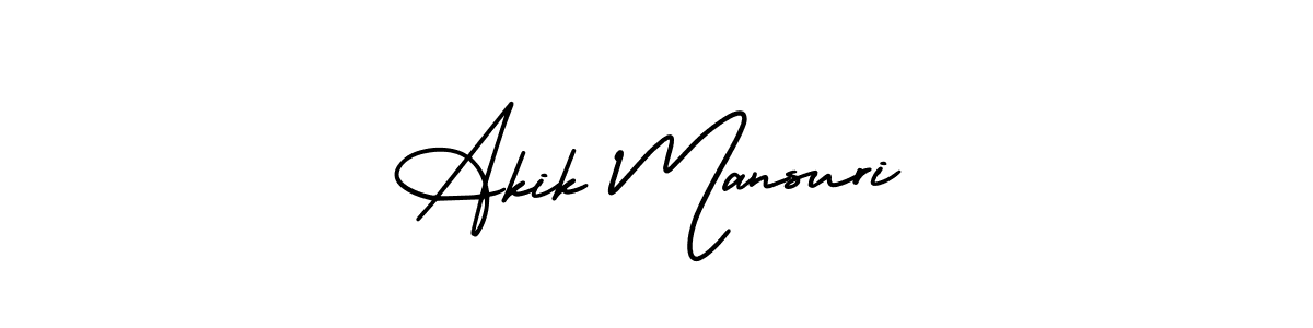 How to make Akik Mansuri name signature. Use AmerikaSignatureDemo-Regular style for creating short signs online. This is the latest handwritten sign. Akik Mansuri signature style 3 images and pictures png