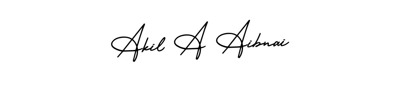 You should practise on your own different ways (AmerikaSignatureDemo-Regular) to write your name (Akil A Aibnai) in signature. don't let someone else do it for you. Akil A Aibnai signature style 3 images and pictures png