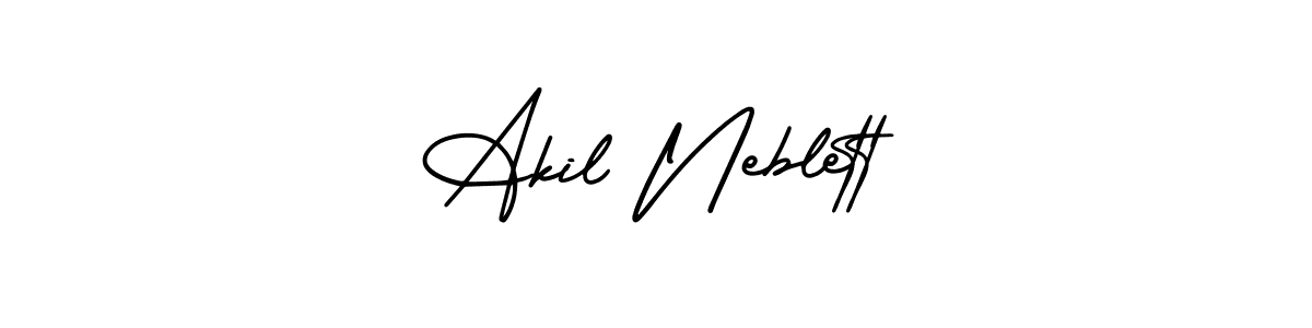 AmerikaSignatureDemo-Regular is a professional signature style that is perfect for those who want to add a touch of class to their signature. It is also a great choice for those who want to make their signature more unique. Get Akil Neblett name to fancy signature for free. Akil Neblett signature style 3 images and pictures png