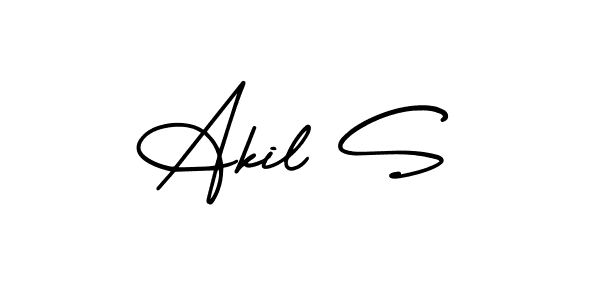 Design your own signature with our free online signature maker. With this signature software, you can create a handwritten (AmerikaSignatureDemo-Regular) signature for name Akil S. Akil S signature style 3 images and pictures png
