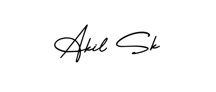 Akil Sk stylish signature style. Best Handwritten Sign (AmerikaSignatureDemo-Regular) for my name. Handwritten Signature Collection Ideas for my name Akil Sk. Akil Sk signature style 3 images and pictures png