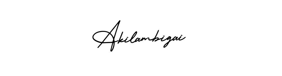 You should practise on your own different ways (AmerikaSignatureDemo-Regular) to write your name (Akilambigai) in signature. don't let someone else do it for you. Akilambigai signature style 3 images and pictures png