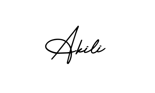 How to make Akili name signature. Use AmerikaSignatureDemo-Regular style for creating short signs online. This is the latest handwritten sign. Akili signature style 3 images and pictures png