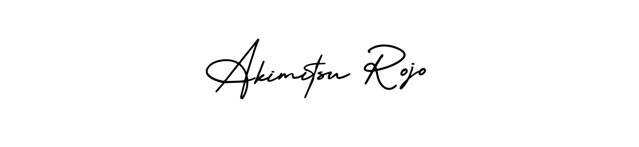 The best way (AmerikaSignatureDemo-Regular) to make a short signature is to pick only two or three words in your name. The name Akimitsu Rojo include a total of six letters. For converting this name. Akimitsu Rojo signature style 3 images and pictures png