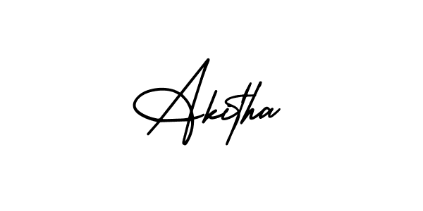How to make Akitha name signature. Use AmerikaSignatureDemo-Regular style for creating short signs online. This is the latest handwritten sign. Akitha signature style 3 images and pictures png