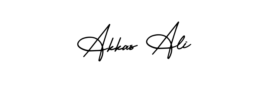 The best way (AmerikaSignatureDemo-Regular) to make a short signature is to pick only two or three words in your name. The name Akkas Ali include a total of six letters. For converting this name. Akkas Ali signature style 3 images and pictures png