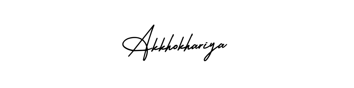 The best way (AmerikaSignatureDemo-Regular) to make a short signature is to pick only two or three words in your name. The name Akkhokhariya include a total of six letters. For converting this name. Akkhokhariya signature style 3 images and pictures png