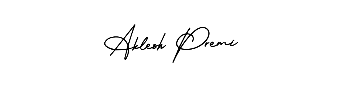 You should practise on your own different ways (AmerikaSignatureDemo-Regular) to write your name (Aklesh Premi) in signature. don't let someone else do it for you. Aklesh Premi signature style 3 images and pictures png