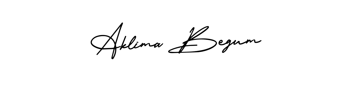 The best way (AmerikaSignatureDemo-Regular) to make a short signature is to pick only two or three words in your name. The name Aklima Begum include a total of six letters. For converting this name. Aklima Begum signature style 3 images and pictures png